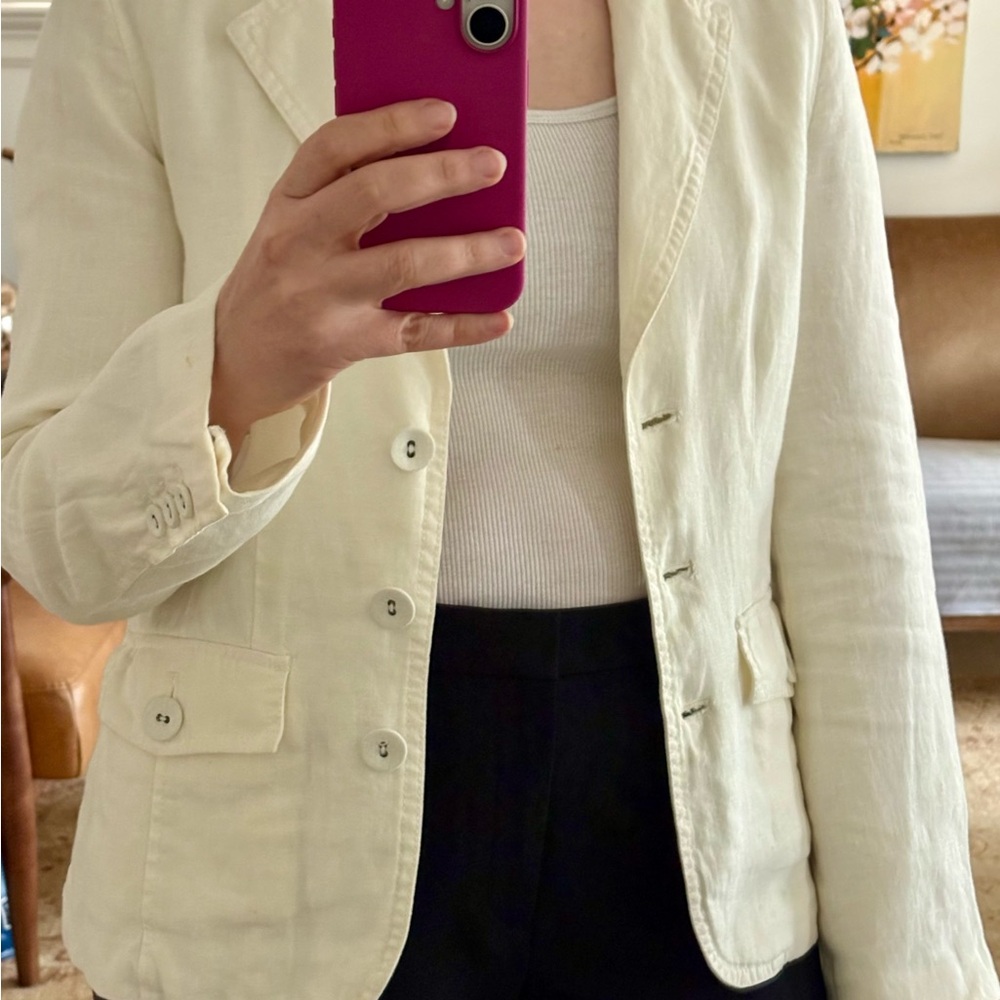 Cream Tailored 100% Linen Blazer